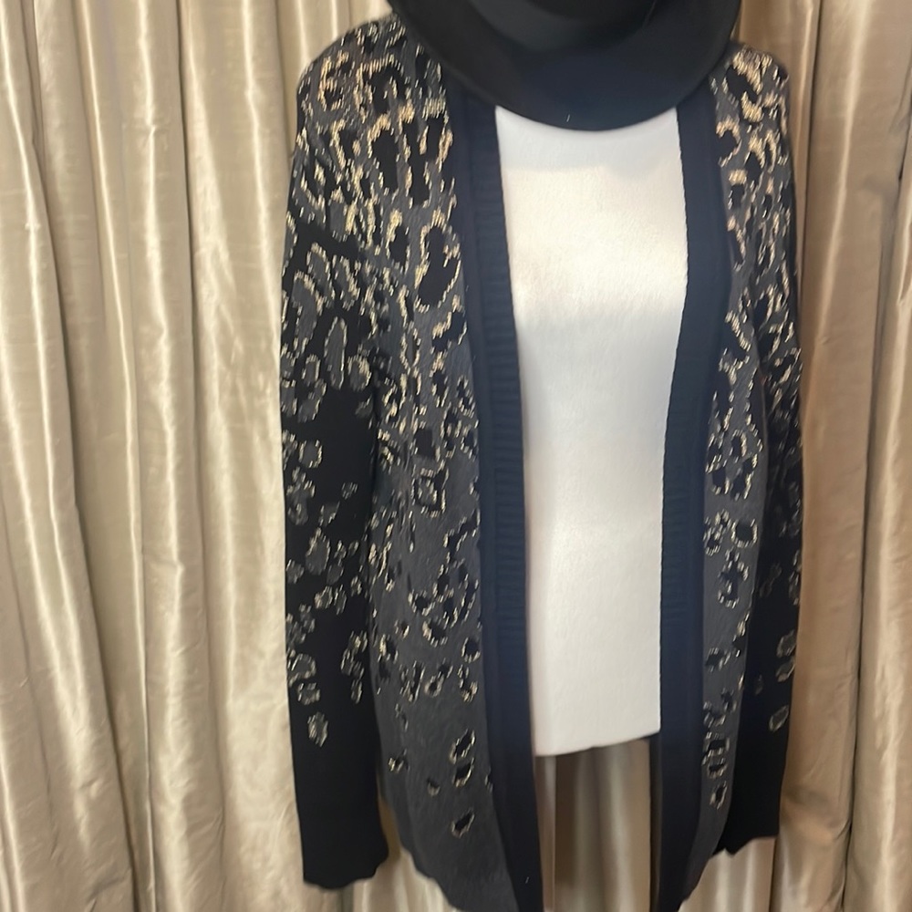 Leopard black and gold BCBG cardigan size S